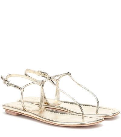 Prada Gold Metallic Laminated Leather Thong Sandals