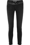 GIVENCHY LEATHER-TRIMMED MID-RISE STRAIGHT-LEG JEANS