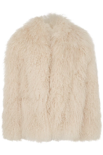 Saint Laurent Shearling Jacket In Beige