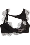 AGENT PROVOCATEUR DEMI LEAVERS LACE AND STRETCH-JERSEY UNDERWIRED BRA