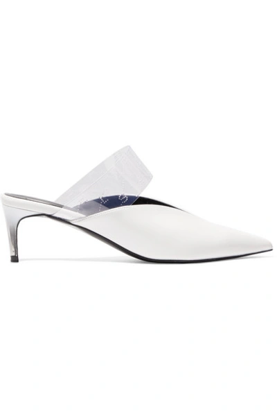 Stella Mccartney Logo-perforated Pu And Faux Leather Mules In White
