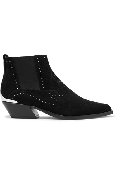 Rag & Bone Westin Metal-trimmed Studded Suede Ankle Boots In Black