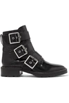 RAG & BONE CANNON BUCKLED GLOSSED-LEATHER ANKLE BOOTS