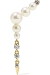 JEMMA WYNNE 18-KARAT GOLD, PEARL AND DIAMOND EARRING