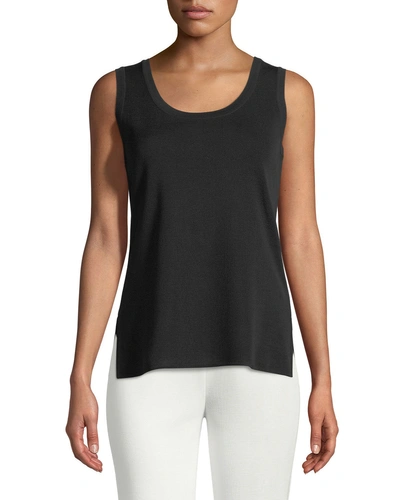 Misook Plus Size Double-scoop Tank Top In Black
