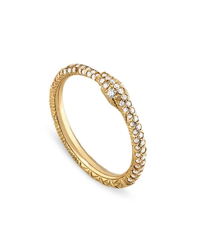 Gucci 18kt Yellow Gold Diamond-encrusted Ouroboros Ring In 8000