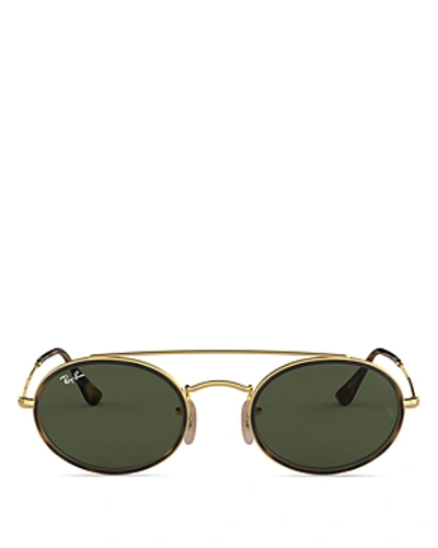 Ray Ban Monochromatic Oval Metal Sunglasses In Green Classic G-15