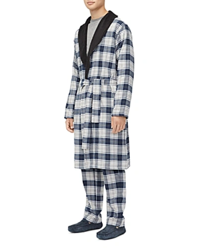 Ugg Men's Kalib Sherpa-lined Plaid Dressing Gown In Navy Plaid