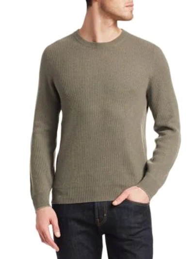 Brunello Cucinelli Cashmere, Silk & Wool Crew Sweater In Army Green