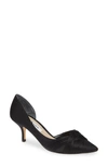 Nina Blakely Half D'orsay Pointy Toe Pump In Black Satin