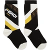 FENDI FENDI BLACK FENDI MANIA UNISEX SOCKS