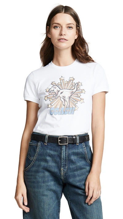 Coach Rexy Star T-shirt In White - Size S In Optic White