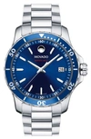 Movado Men's Swiss Series 800 Stainless Steel Bracelet Diver Watch 40mm In Silver/ Blue