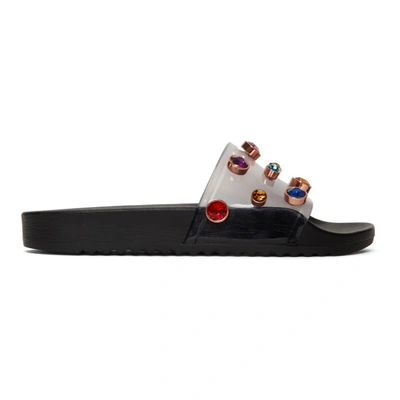 Sophia Webster Dina Crystal-embellished Vinyl Slides In Black