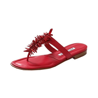 Manolo Blahnik Coralona Thong Sandal In Red