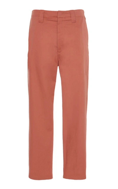 Acne Studios Cropped Pierre Pleated Stretch-cotton Trousers In Orange