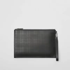 BURBERRY Perforated Check Leather Zip Pouch