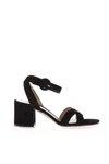 GIANVITO ROSSI BLACK SUEDE SANDALS WITH CHUNKY HEEL,10777198