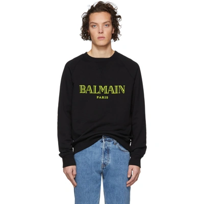 Balmain Logo Crew Neck Sweatshirt In Black