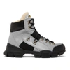 GUCCI GUCCI GREY REFLECTIVE FLASHTREK HIGH-TOP SNEAKERS