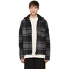 OFF-WHITE OFF-WHITE GREY CHECK BUBBLE HOODIE SHIRT