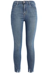 J BRAND WOMAN DISTRESSED FADED HIGH-RISE SKINNY JEANS MID DENIM,GB 9057334113633361