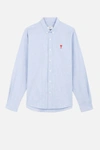 Ami Alexandre Mattiussi Button-down Collar Logo-embroidered Cotton Oxford Shirt In Blue