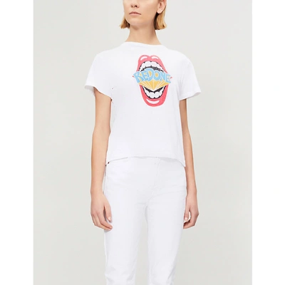 Re/done Logo-print Cotton-jersey T-shirt In Optic White