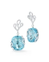 MISENO 18K WHITE GOLD SEA LEAF DIAMOND & TOPAZ EARRINGS,PROD210180875