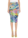 VERSACE Stretch Tulle Baroque Multicolor Ruched Skirt