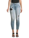 7 FOR ALL MANKIND Ankle Skinny Jeans With Eye Patchwork