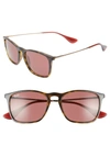 Ray Ban Youngster 54mm Square Keyhole Sunglasses - Havana/ Violet Solid In Havana/ Violet Solid