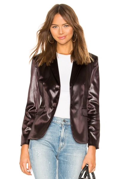 Theory Shrunken Glossy Two-button Jacket In Mink Brown