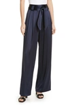 Tory Burch High-waist Wide-leg Satin Pants In Tory Navy