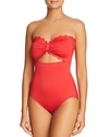 KATE SPADE KATE SPADE NEW YORK SCALLOPED CUTOUT BANDEAU ONE PIECE SWIMSUIT,S79138