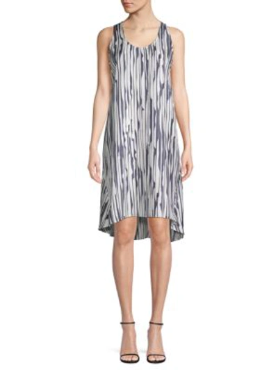 Theory Adlerdale Broken-stripe Silk Twill Dress In Navy