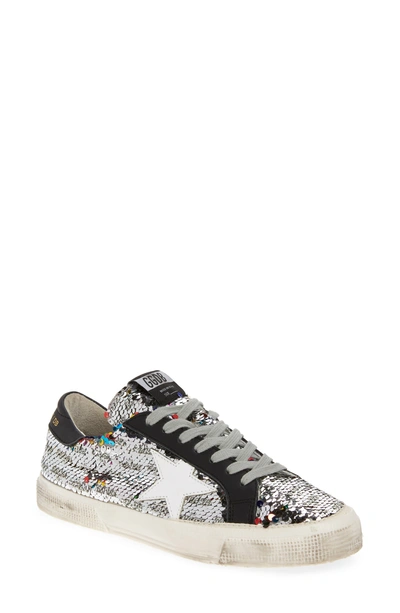 Golden Goose May Rainbow Sequin Low-top Sneakers In Silver