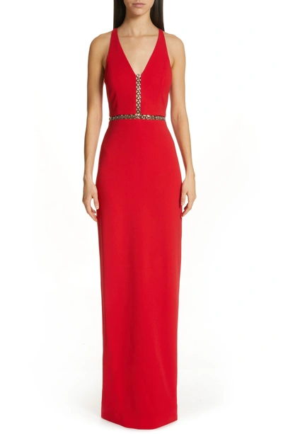 Alexander Wang Grommet Trim Racerback Column Gown In Red