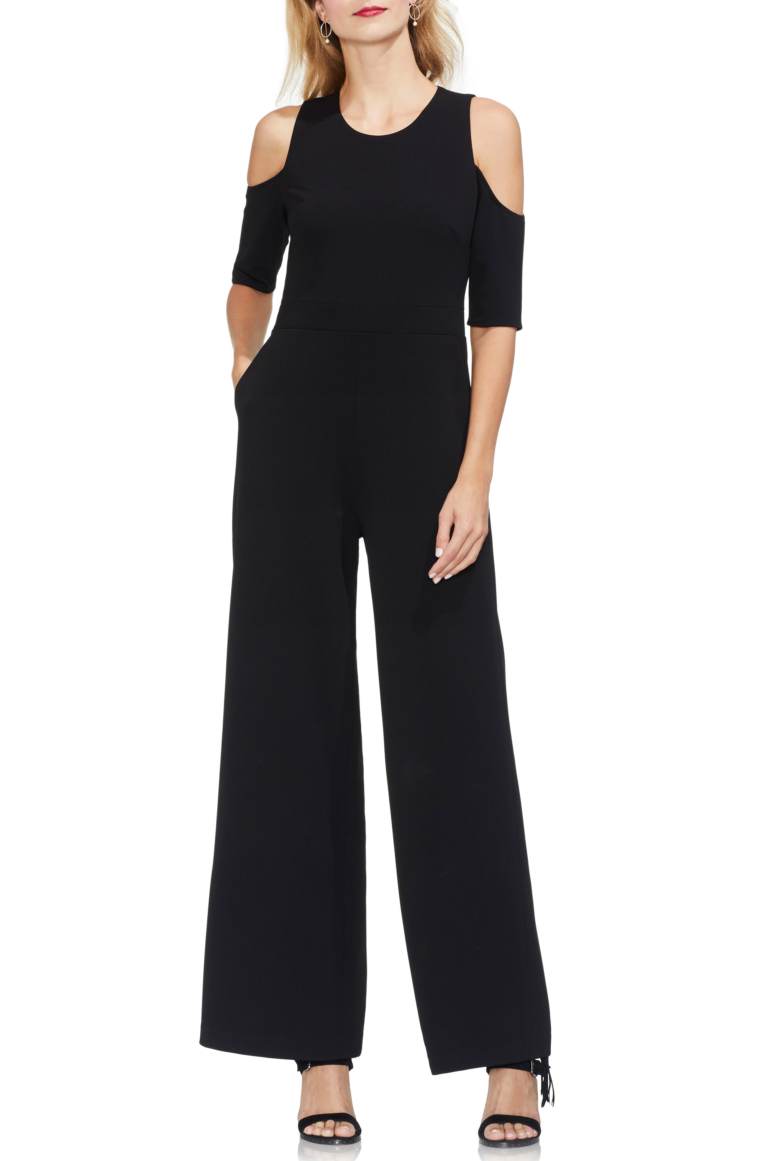 vince camuto cold shoulder jumpsuit