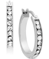 ESSENTIALS SILVER PLATED SMALL CRYSTAL SMALL HOOP EARRINGS S