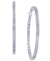 Essentials Extra Large Silver Plated Crystal In And Out Large Hoop Earrings In Silver