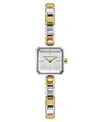 BCBGMAXAZRIA LADIES TWO TONE BRACELET WATCH WITH SILVER SQUARE DIAL, 20MM