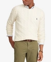 Polo Ralph Lauren Textured Cable Knit Sweater With Round Neckline And Fitted Silhouette In Andover Cream