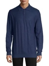 LARUSMIANI Long-Sleeve Wool Jacquard Polo