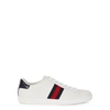 Gucci Ace Watersnake And Canvas-trimmed Leather Sneakers In White