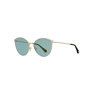 Tom Ford Zeila Gold-tone Cat-eye Sunglasses In Blue