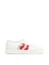 Miu Miu Glitter Stripe Sneakers In Bianco Rosso (white)