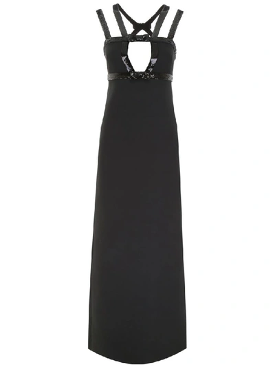 Miu Miu Long Dress With Sequins In Black