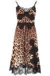 DOLCE & GABBANA LEOPARD-PRINTED LINGERIE DRESS,10777367