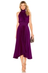 A.l.c Renzo High-neck Sleeveless Pleated Satin Midi Cocktail Dress In Orchid